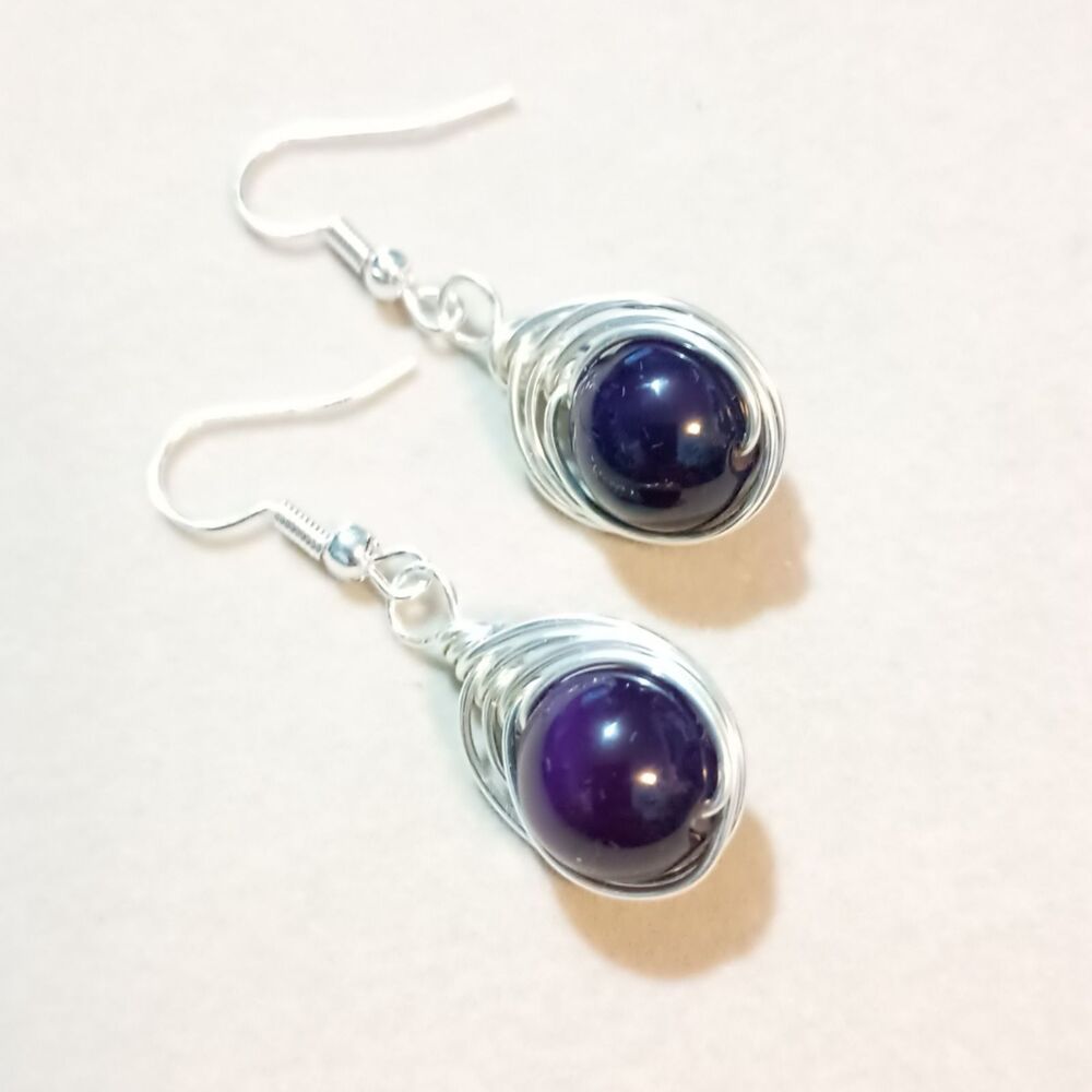 Purplelicious Dreamweaver: Deep Purple Hand-Wrapped Gothic Drop Earrings